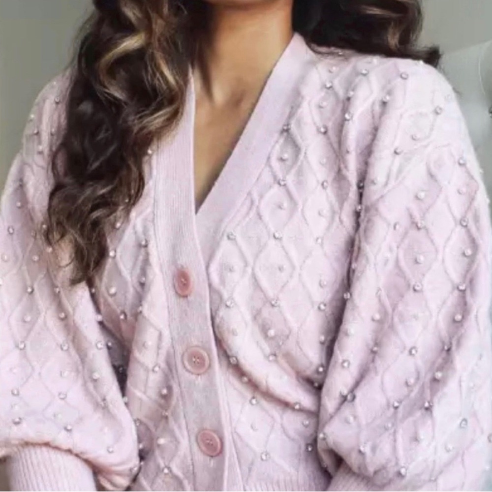 NWT Embellished V-Neck Balloon Sleeve Cardigan - SOLD OUT ONLINE!!